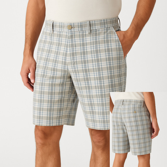 Tommy Bahama Plaid Pattern Side Pockets Button Closure Casual Shorts Size 38 - Picture 1 of 5